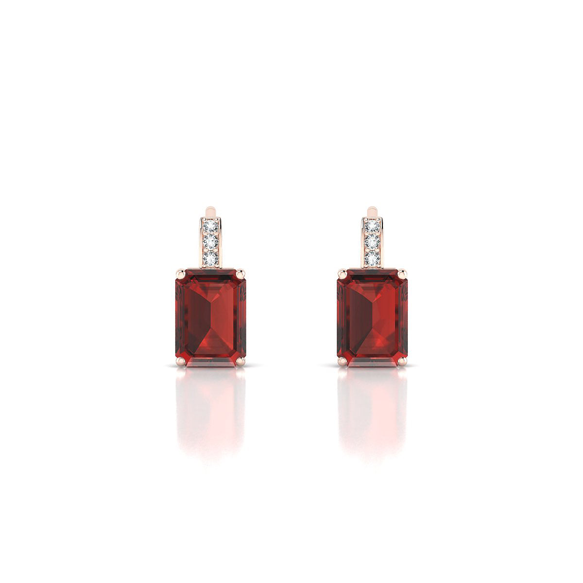 Exquisite | 18k Rose Gold 7 x 5 mm Emerald Garnet Earrings