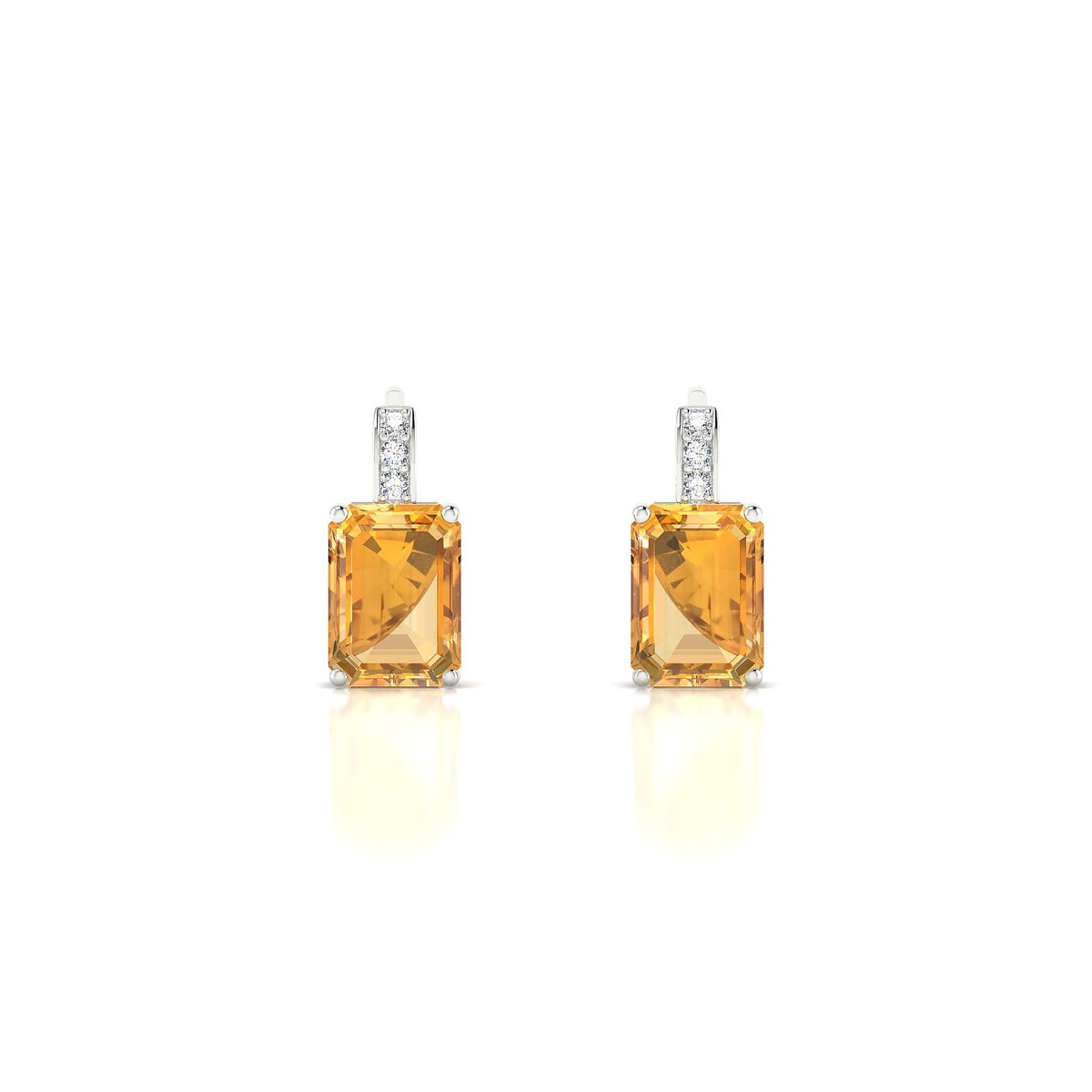 Exquisite | 18k White Gold 7 x 5 mm Emerald Citrine Earrings