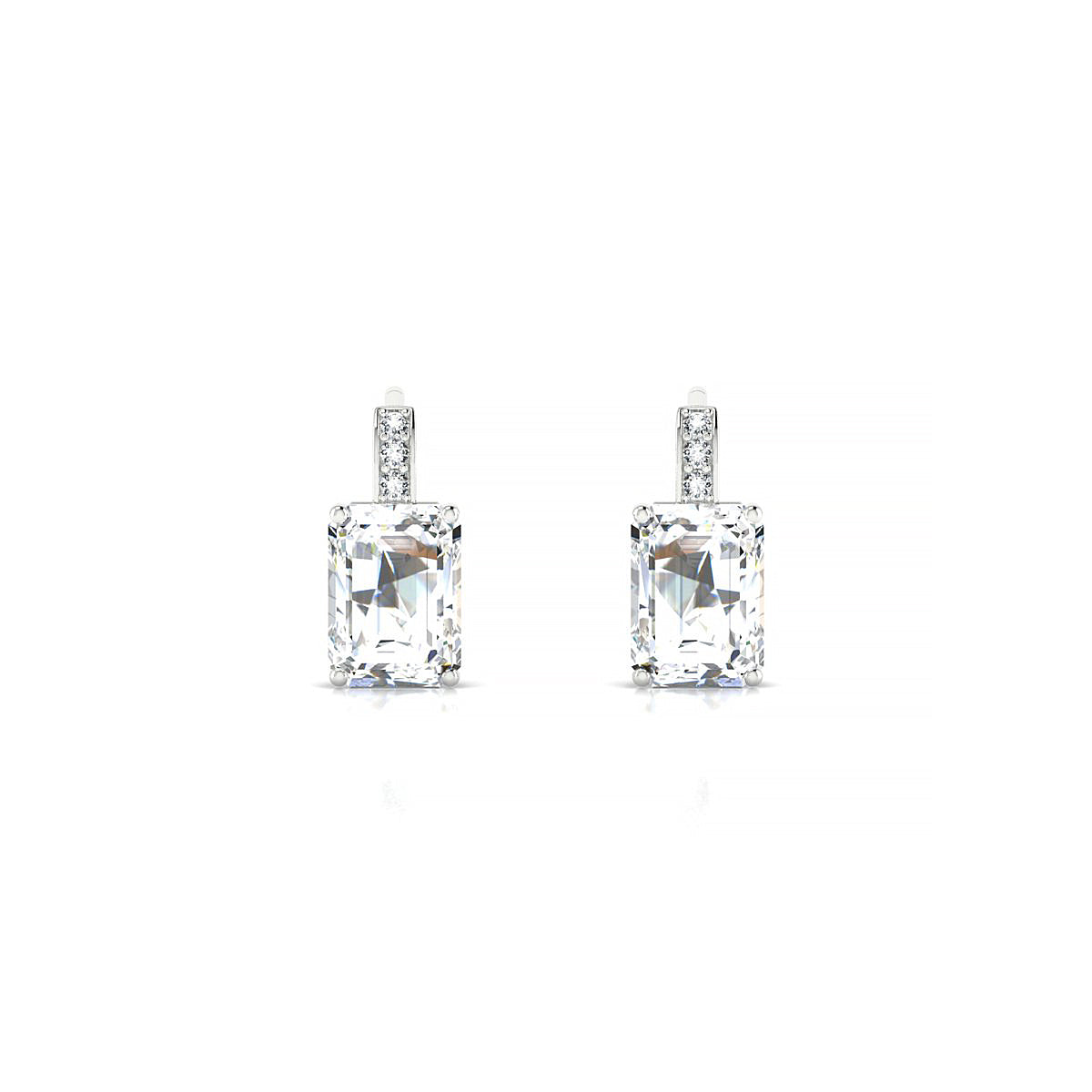 Exquisite | 18k White Gold 7 x 5 mm Emerald Diamond Earrings