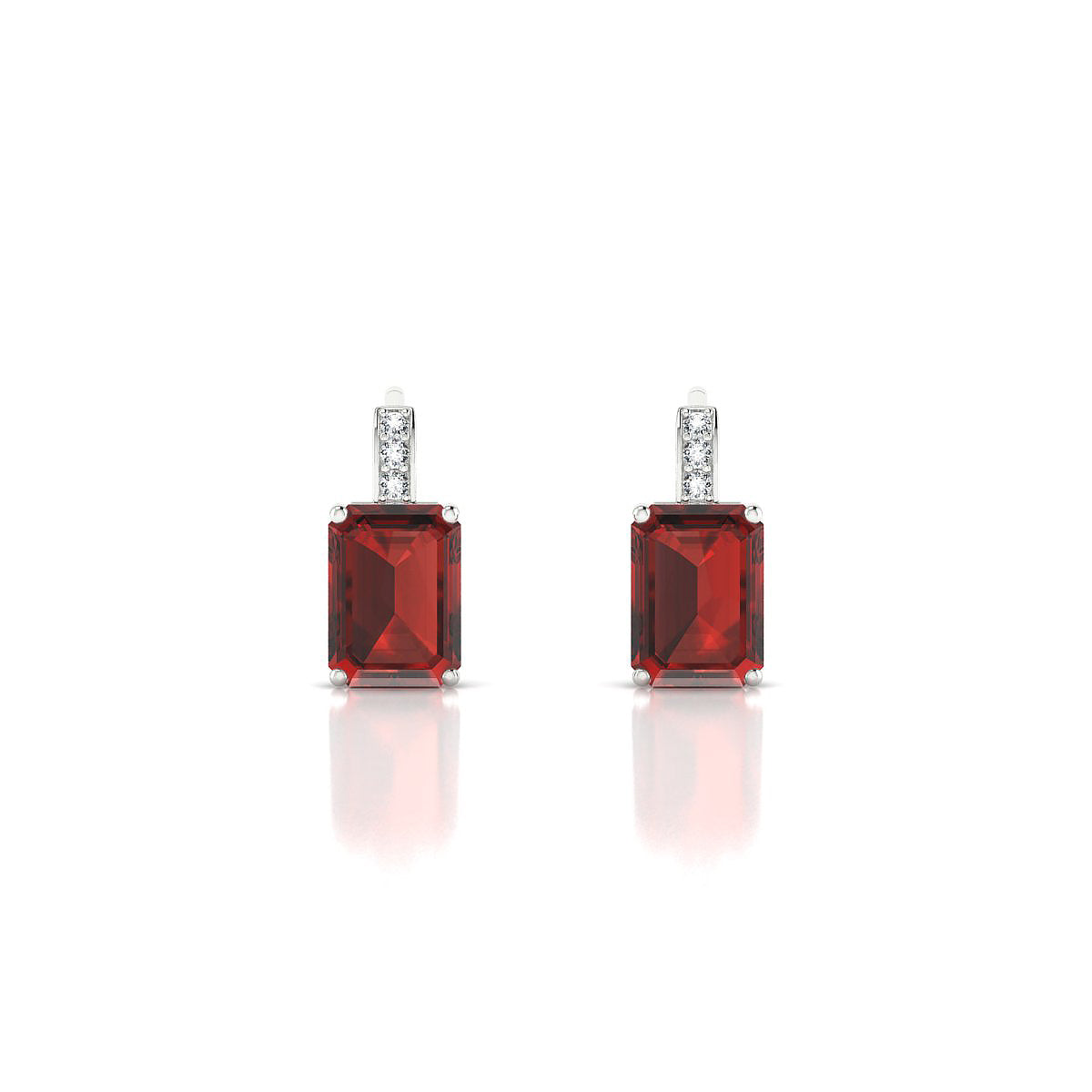 Exquisite | 18k White Gold 7 x 5 mm Emerald Garnet Earrings