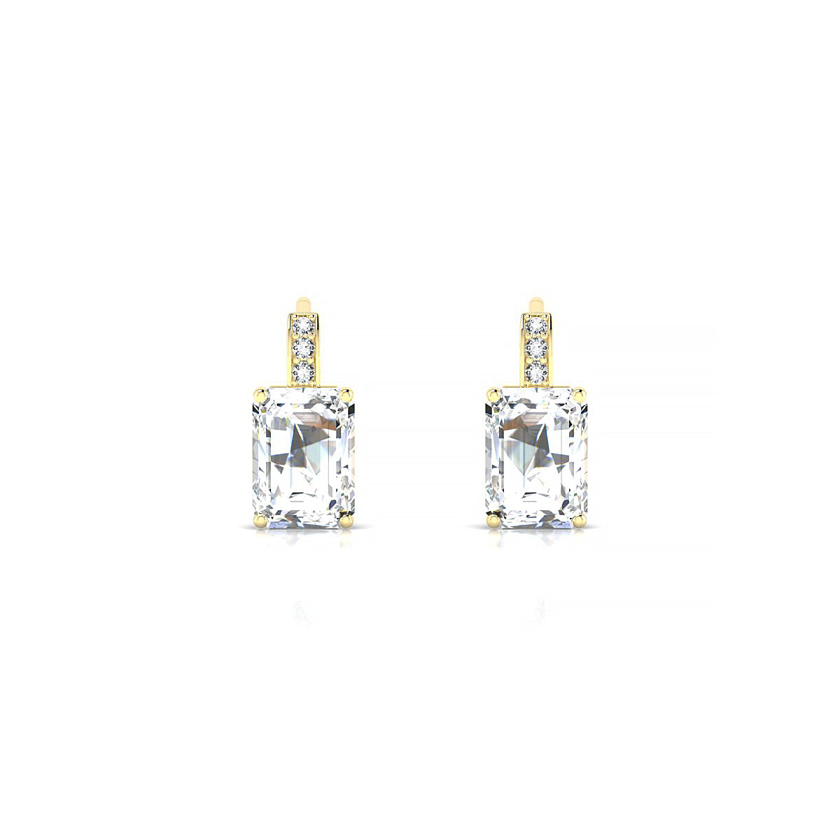 Exquisite | 18k Yellow Gold 7 x 5 mm Emerald Diamond Earrings