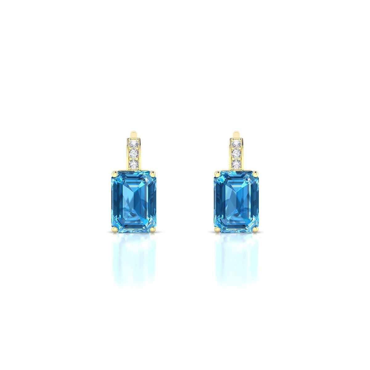 Exquisite | 18k Yellow Gold 7 x 5 mm Emerald Topaz Earrings