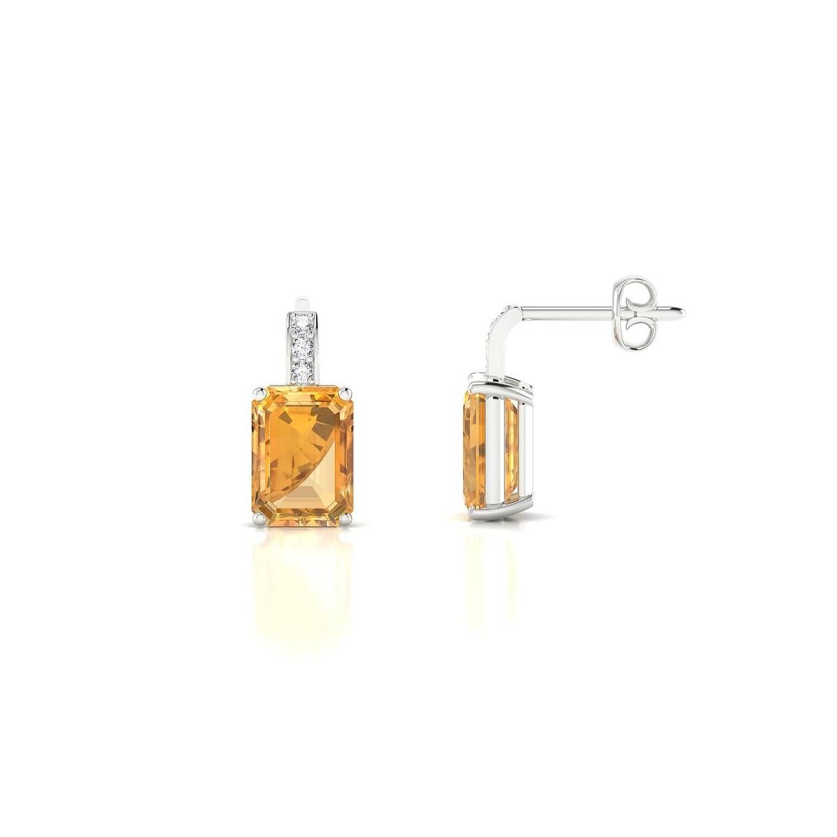 Exquisite | 18k White Gold 7 x 5 mm Emerald Citrine Earrings