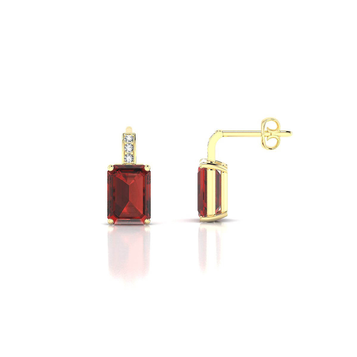Exquisite | 18k Yellow Gold 7 x 5 mm Emerald Garnet Earrings