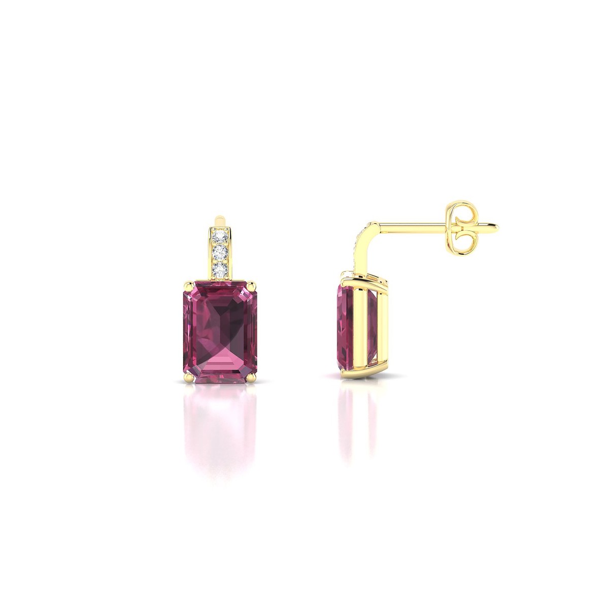 Exquisite | 18k Yellow Gold 7 x 5 mm Emerald Rhodolite Earrings