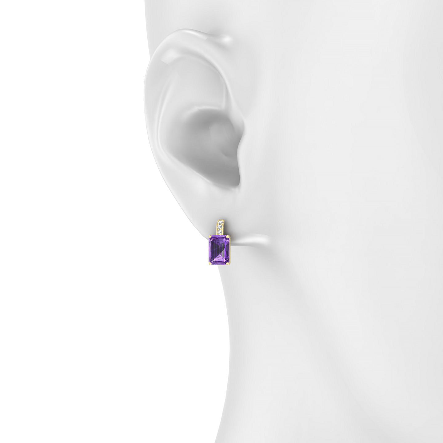 Exquisite | 18k Yellow Gold 7 x 5 mm Emerald Amethyst Earrings