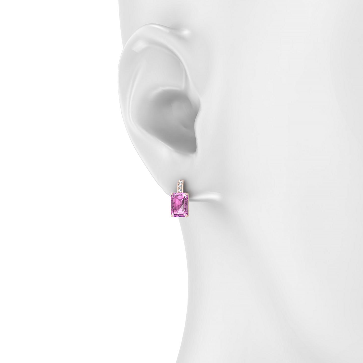 Exquisite | 18k Rose Gold 7 x 5 mm Emerald Pink Sapphire Earrings