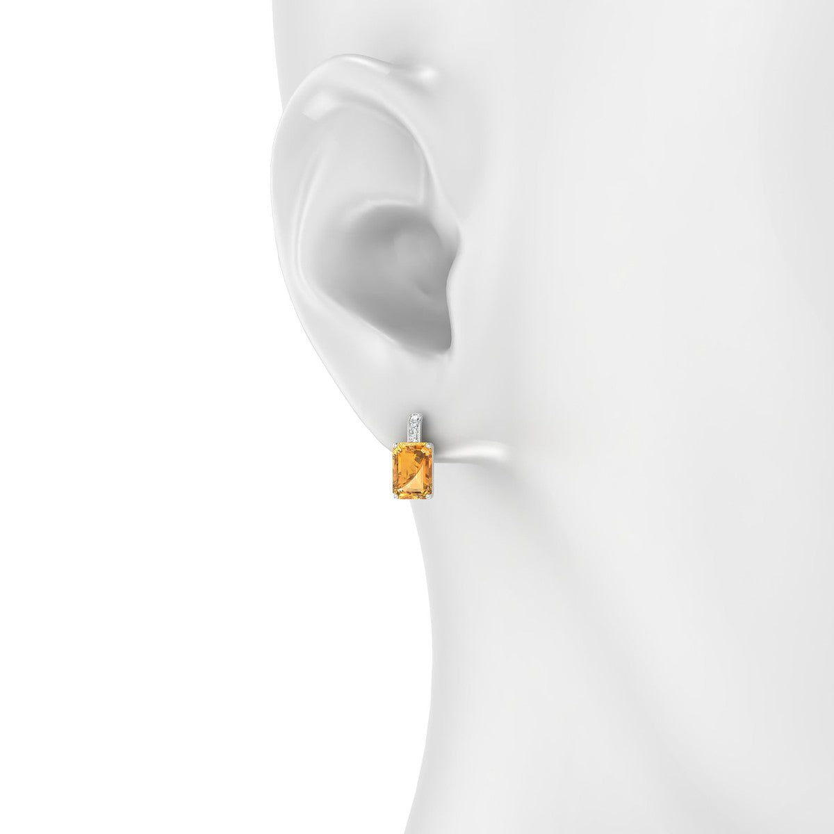 Exquisite | 18k White Gold 7 x 5 mm Emerald Citrine Earrings