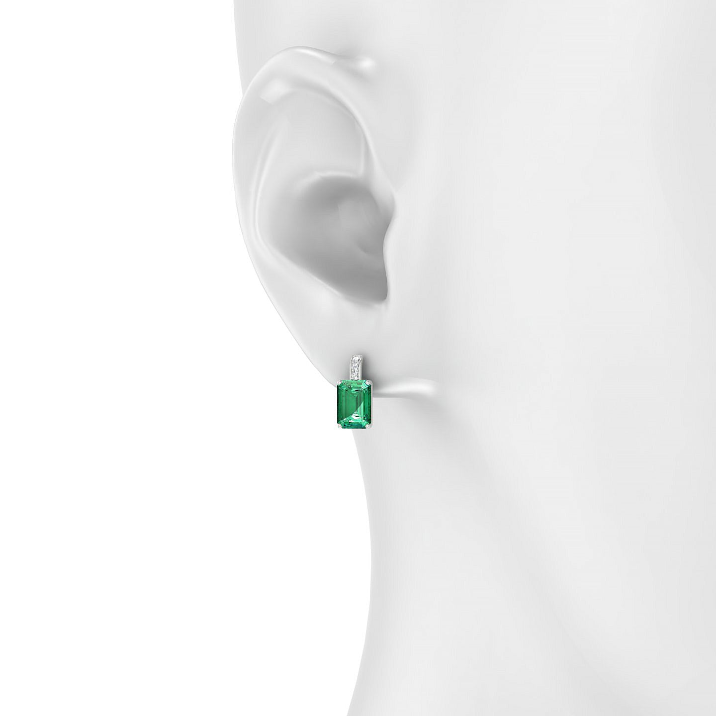 Exquisite | 18k White Gold 7 x 5 mm Emerald Emerald Earrings