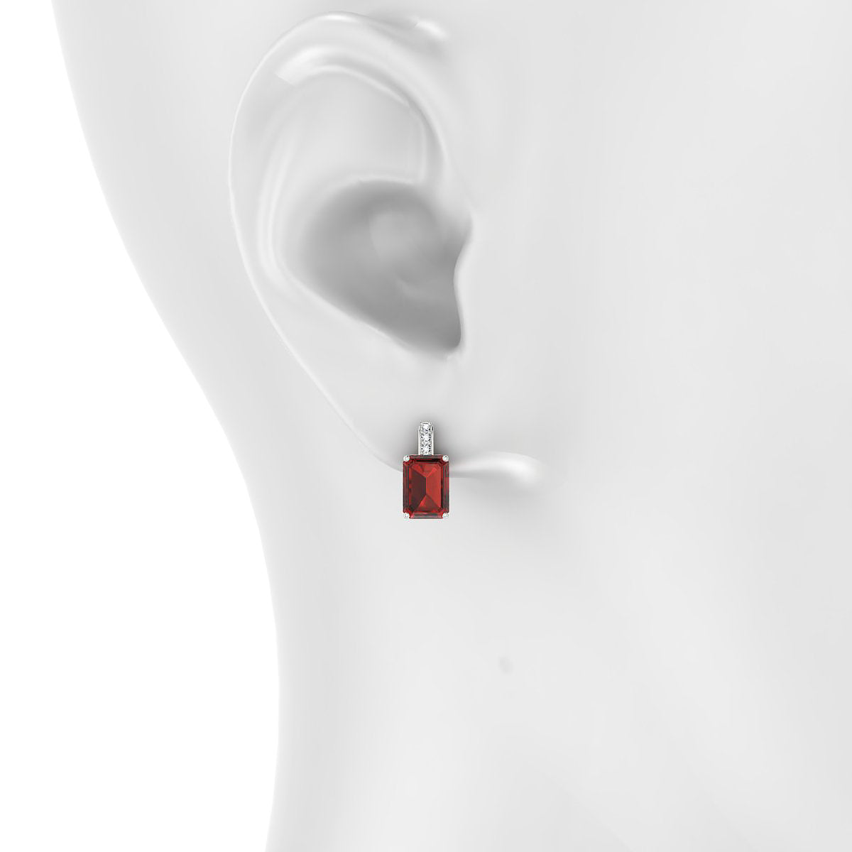 Exquisite | 18k White Gold 7 x 5 mm Emerald Garnet Earrings