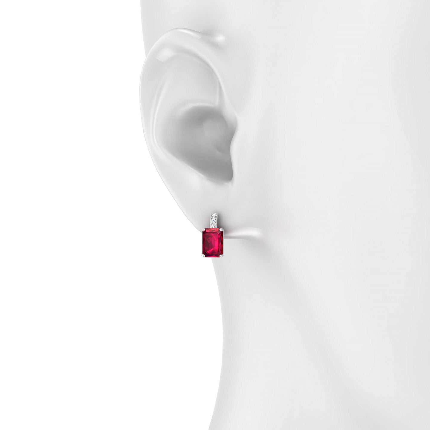 Exquisite | 18k White Gold 7 x 5 mm Emerald Ruby Earrings