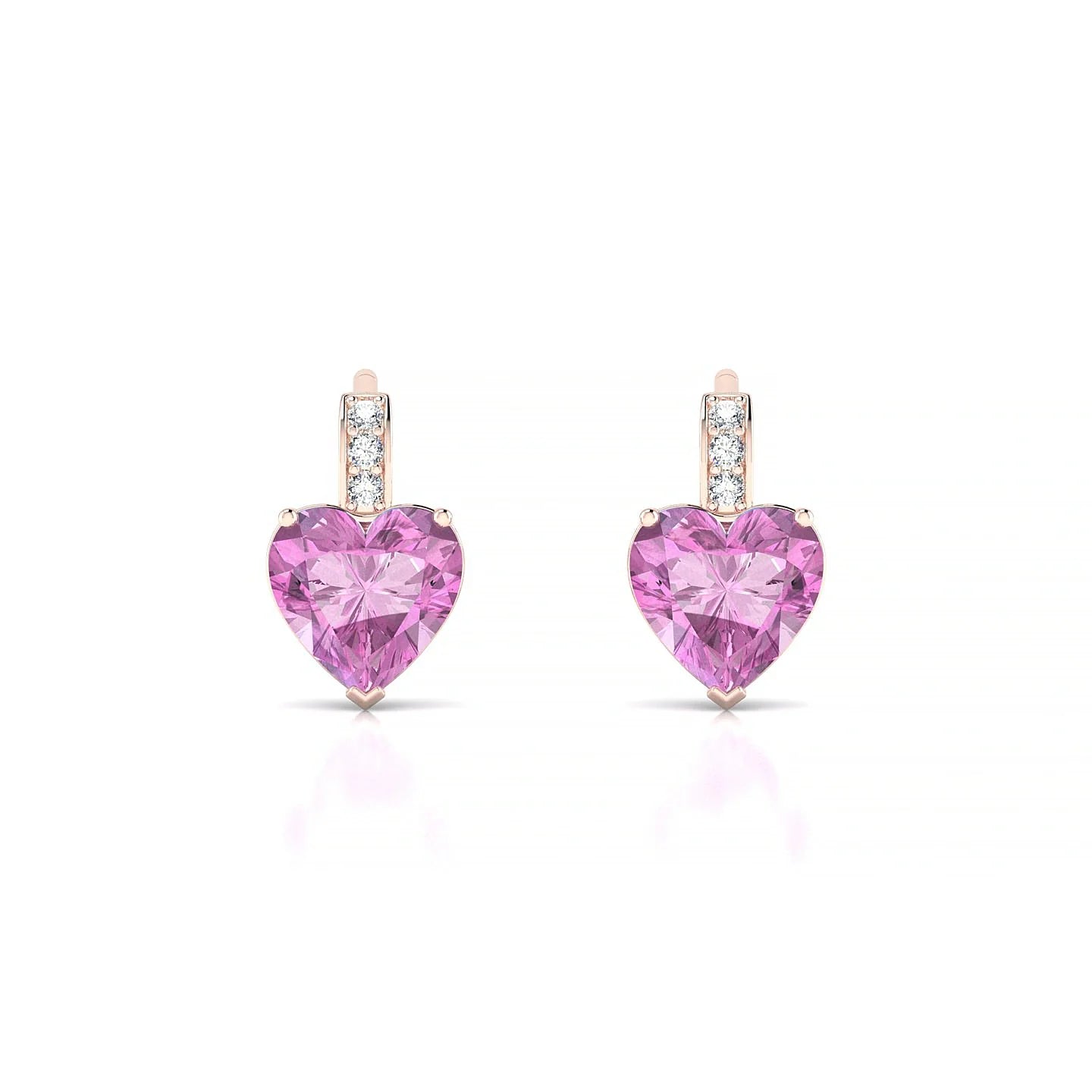 Exquisite | 18k Rose Gold 5.5 mm Heart Pink Sapphire Earrings