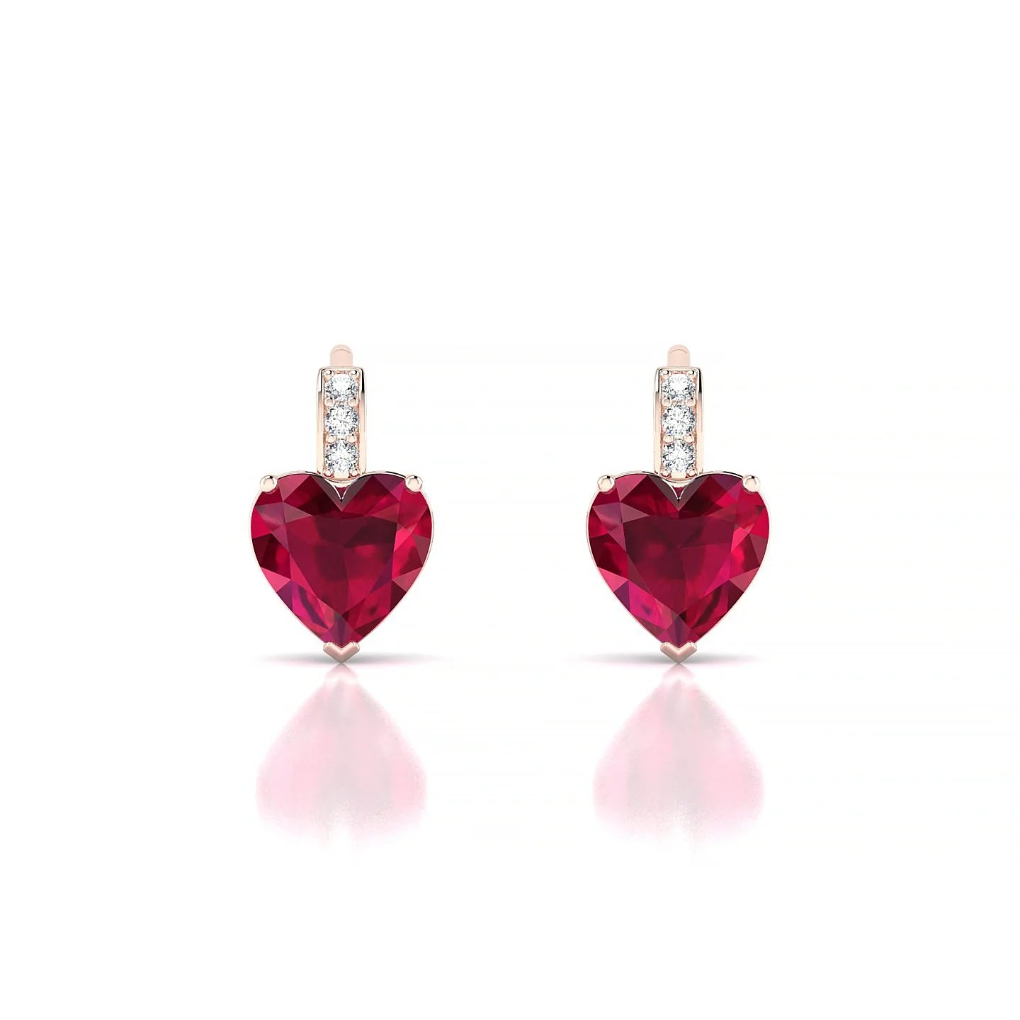 Exquisite | 18k Rose Gold 5.5 mm Heart Ruby Earrings