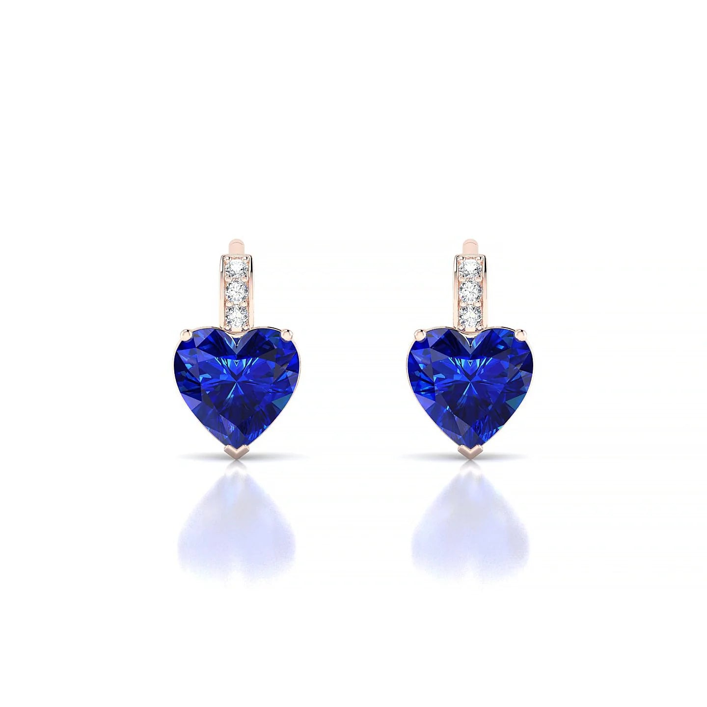 Exquisite | 18k Rose Gold 5.5 mm Heart Sapphire Earrings