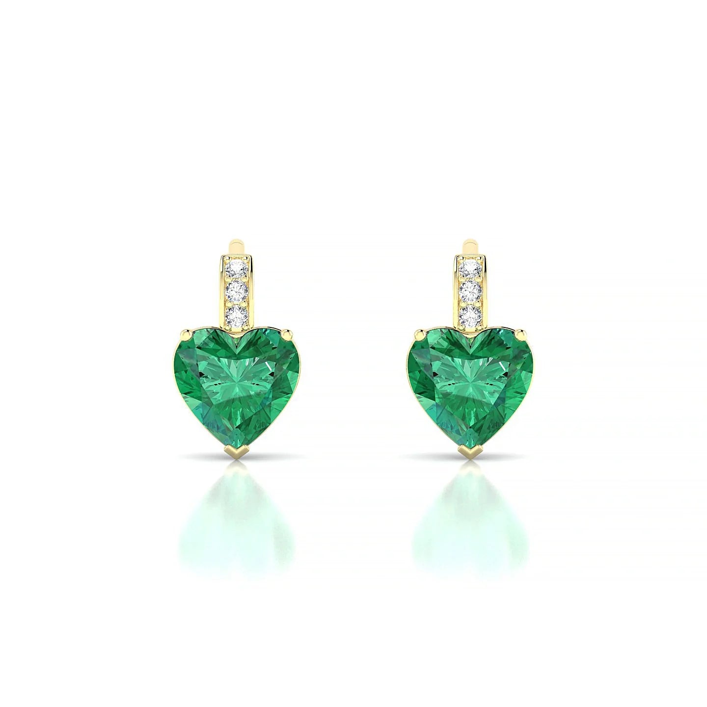 Exquisite | 18k Yellow Gold 5.5 mm Heart Emerald Earrings