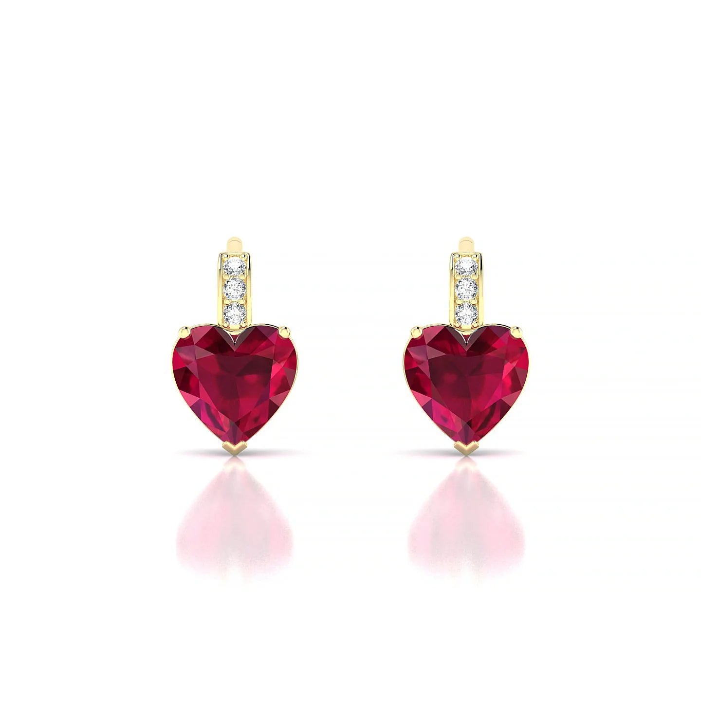 Exquisite | 18k Yellow Gold 5.5 mm Heart Ruby Earrings