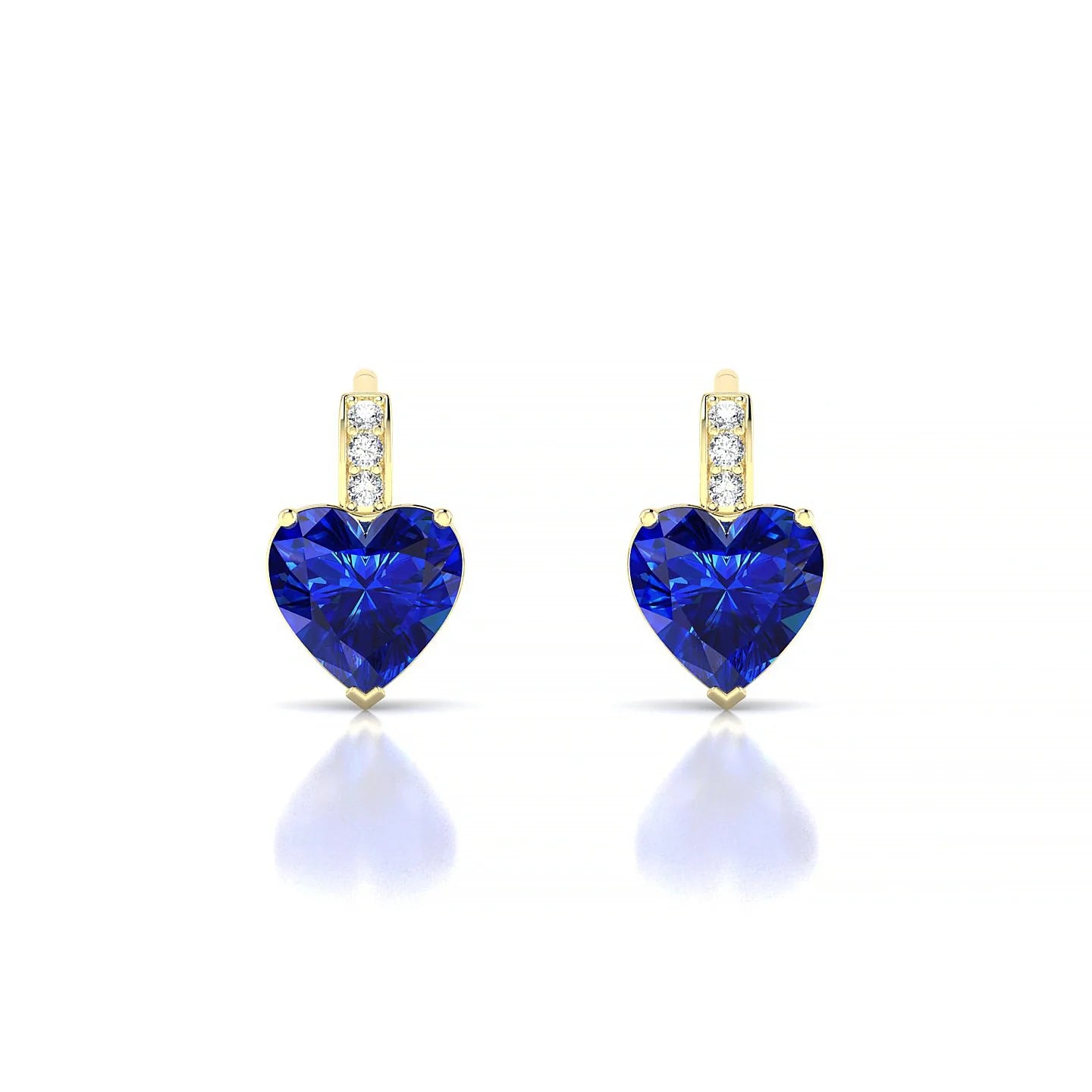 Exquisite | 18k Yellow Gold 5.5 mm Heart Sapphire Earrings