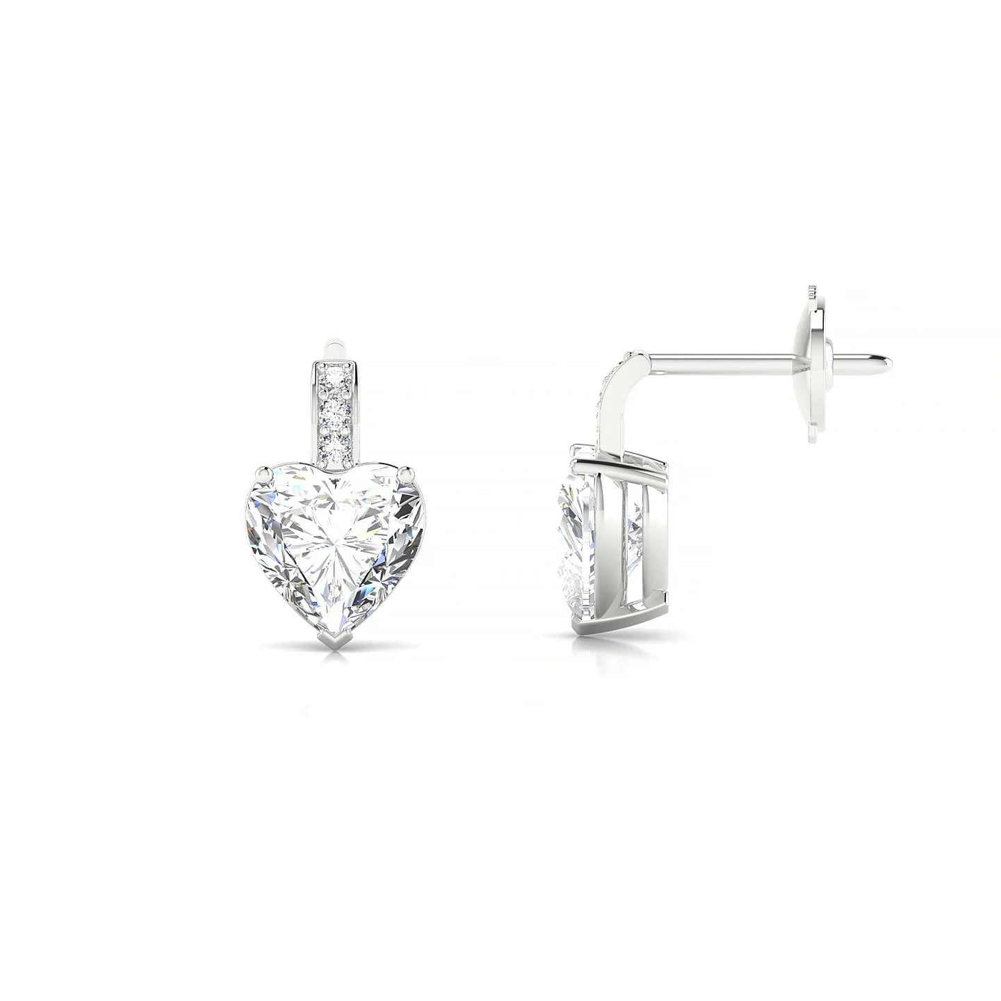 Exquisite | 18k White Gold 5.5 mm Heart Diamond Earrings