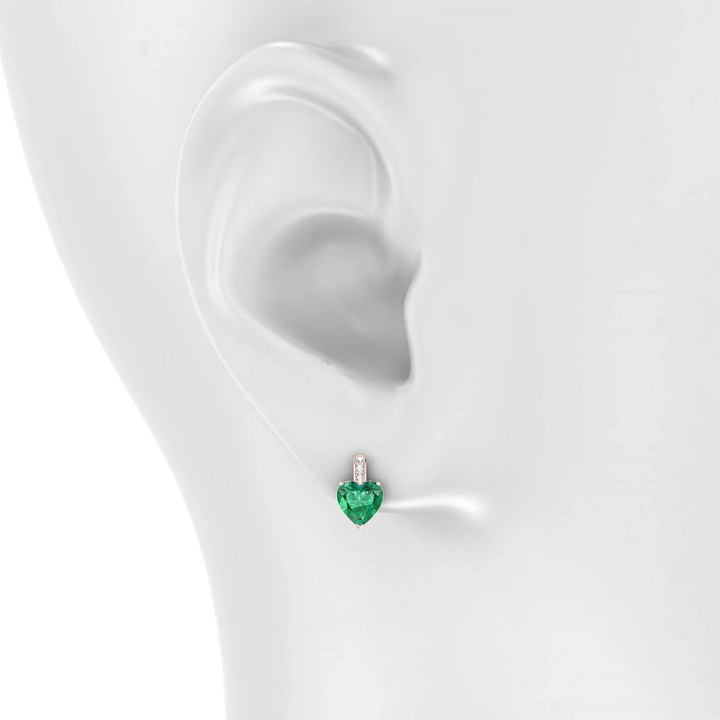 Exquisite | 18k Rose Gold 5.5 mm Heart Emerald Earrings