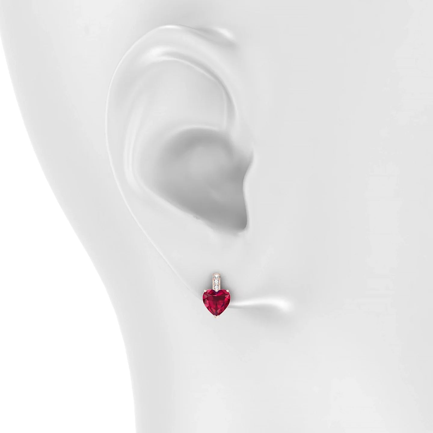 Exquisite | 18k Rose Gold 5.5 mm Heart Ruby Earrings