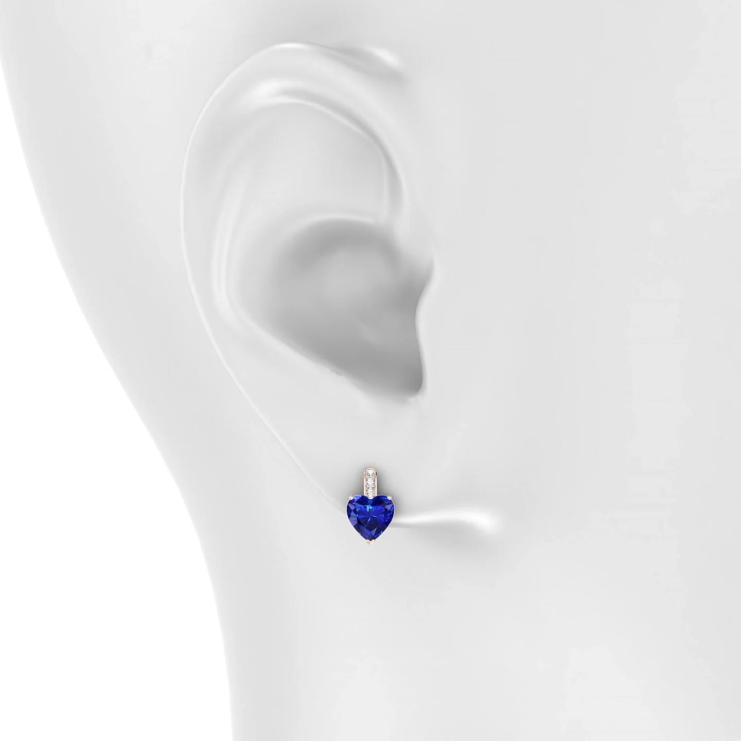 Exquisite | 18k Rose Gold 5.5 mm Heart Sapphire Earrings