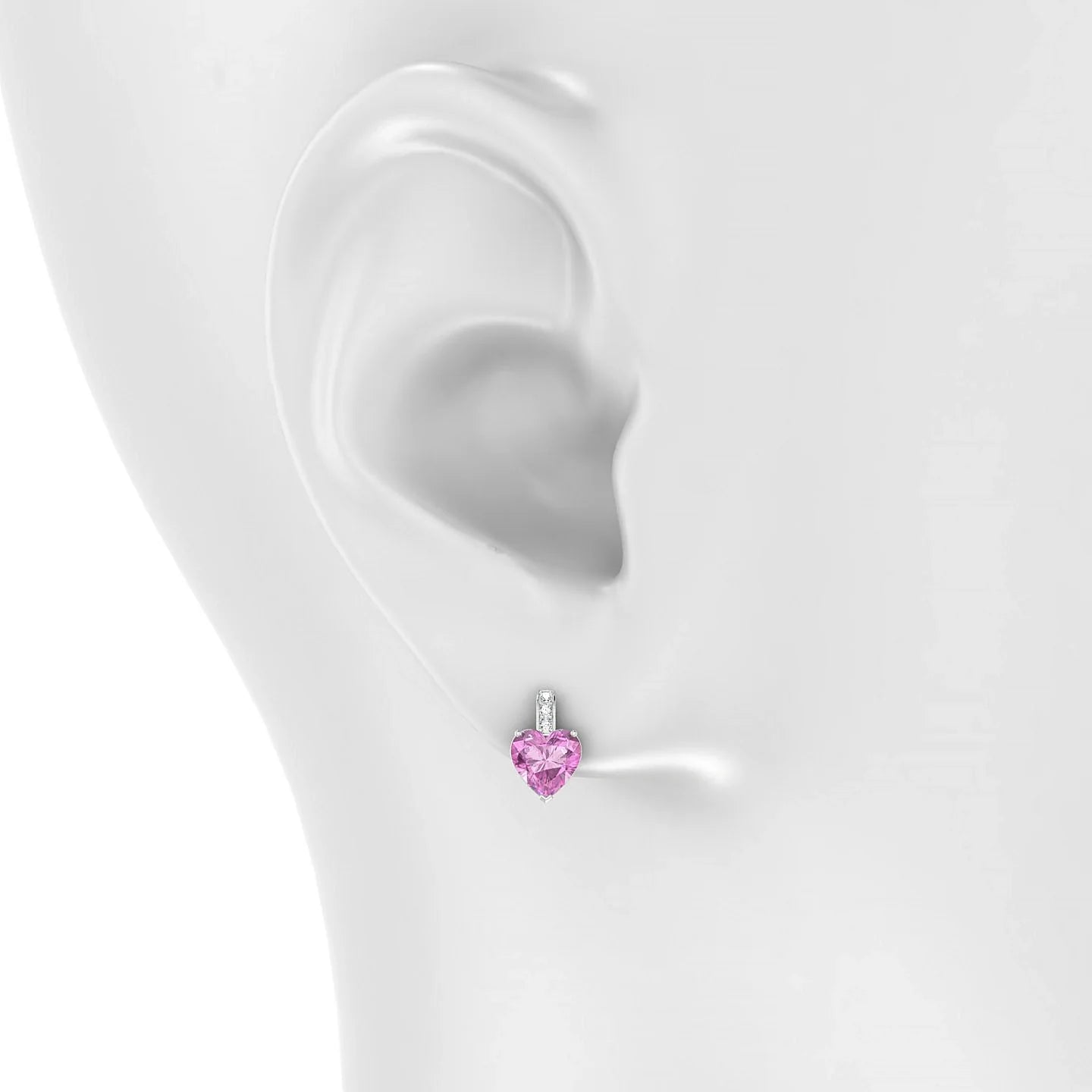 Exquisite | 18k White Gold 5.5 mm Heart Pink Sapphire Earrings