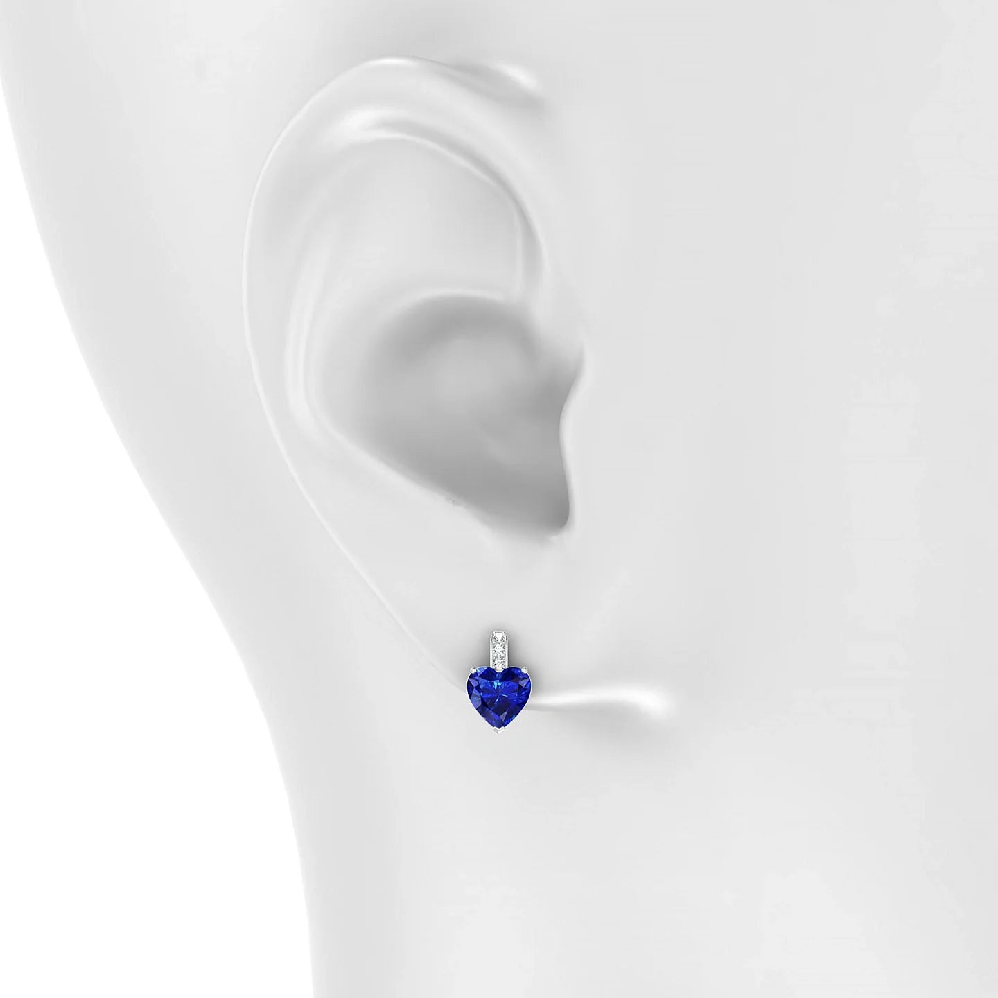 Exquisite | 18k White Gold 5.5 mm Heart Sapphire Earrings