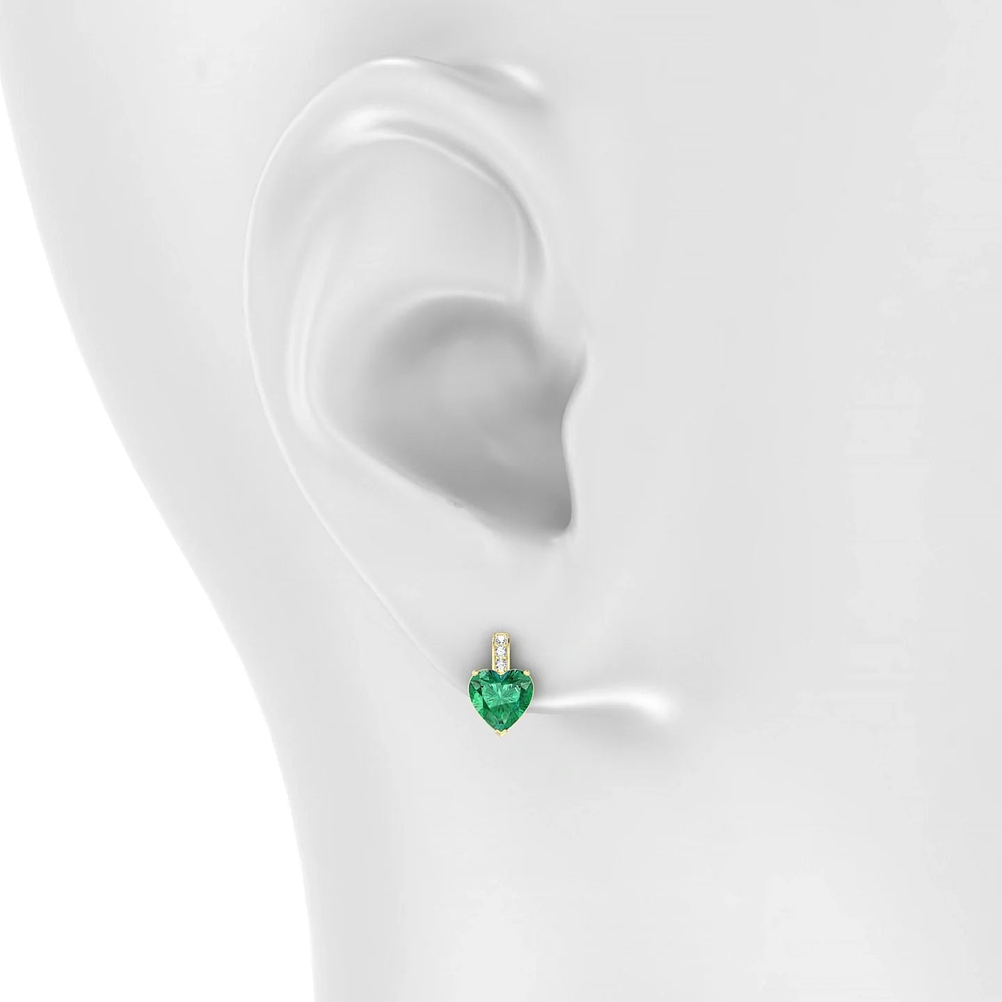 Exquisite | 18k Yellow Gold 5.5 mm Heart Emerald Earrings