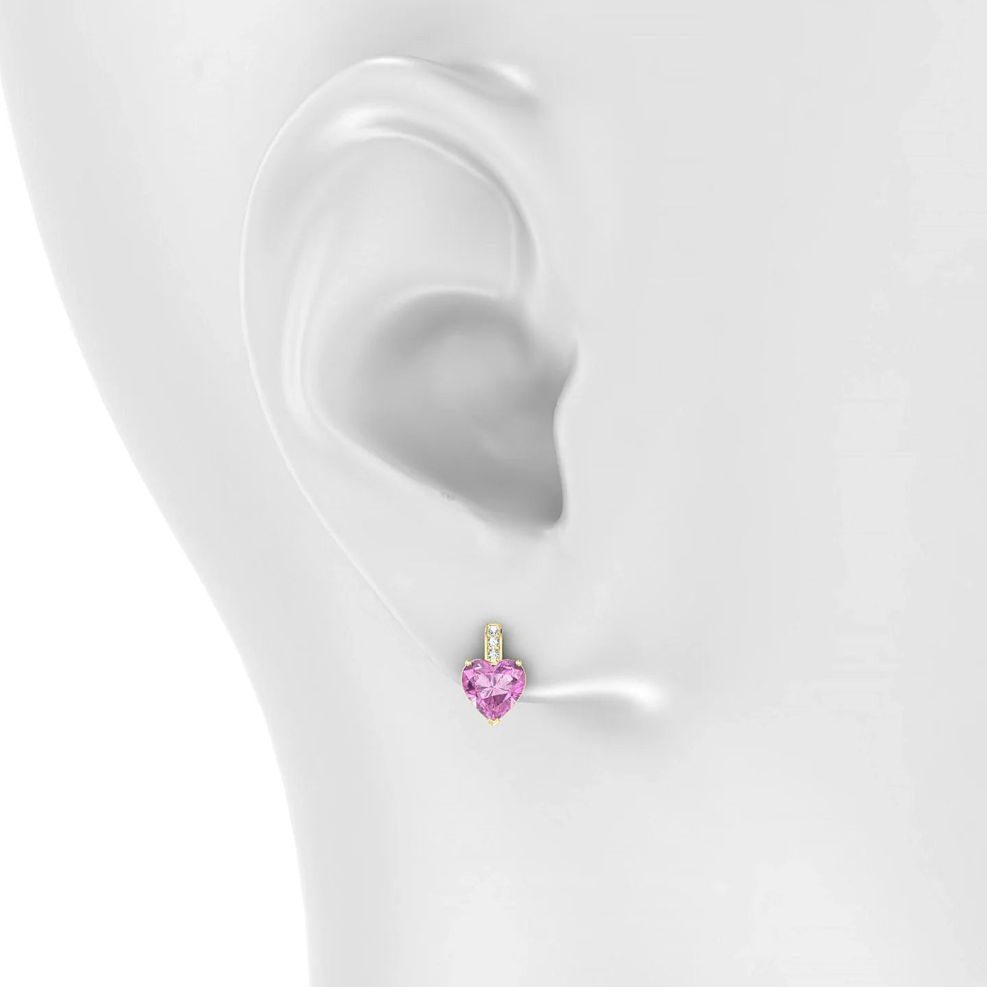 Exquisite | 18k Yellow Gold 5.5 mm Heart Pink Sapphire Earrings