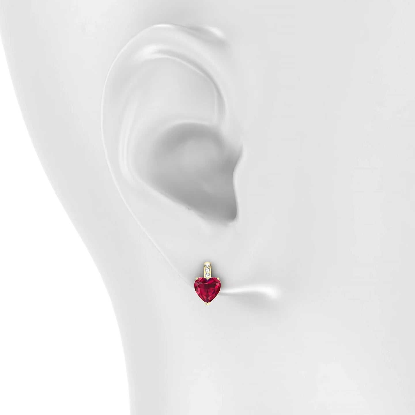 Exquisite | 18k Yellow Gold 5.5 mm Heart Ruby Earrings
