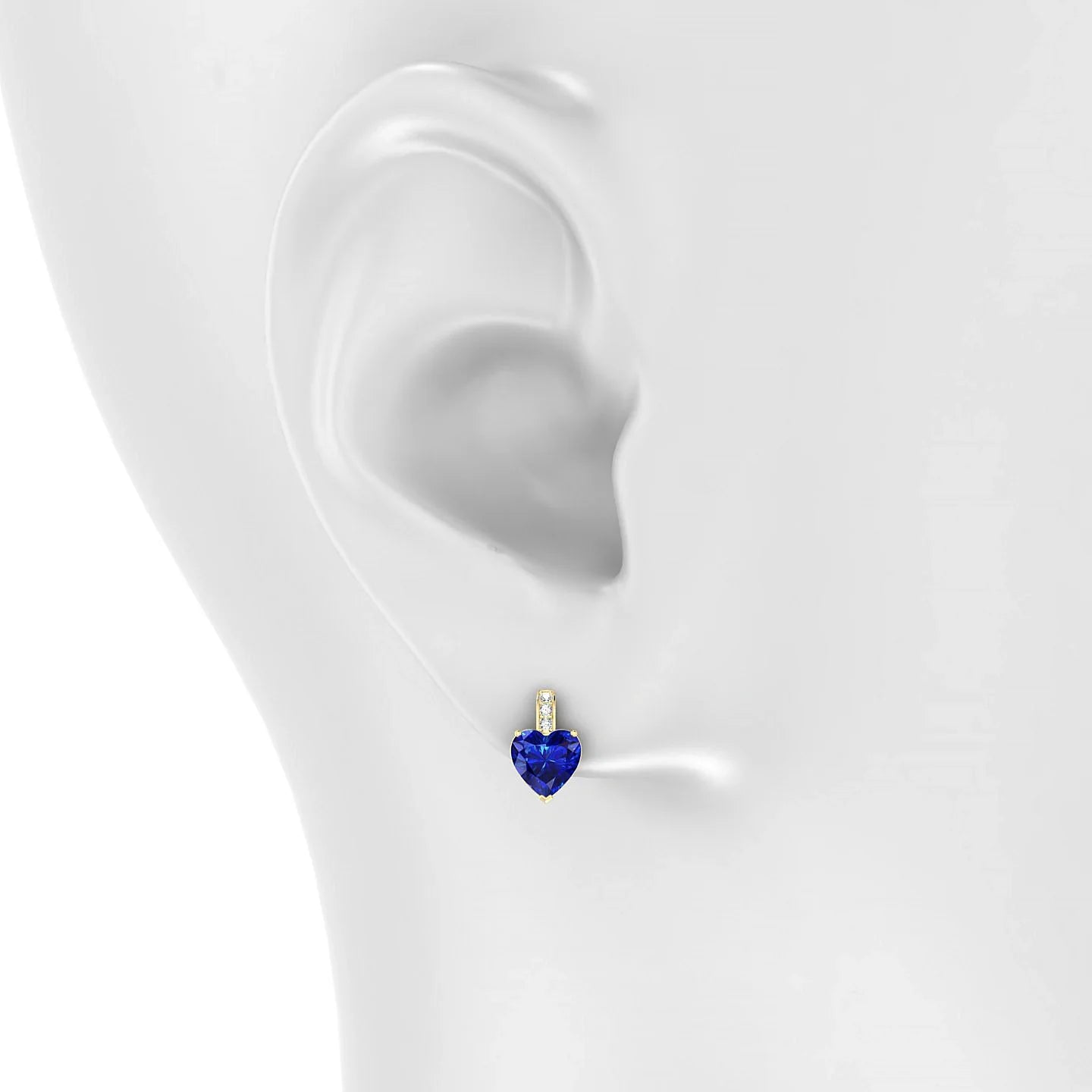 Exquisite | 18k Yellow Gold 5.5 mm Heart Sapphire Earrings