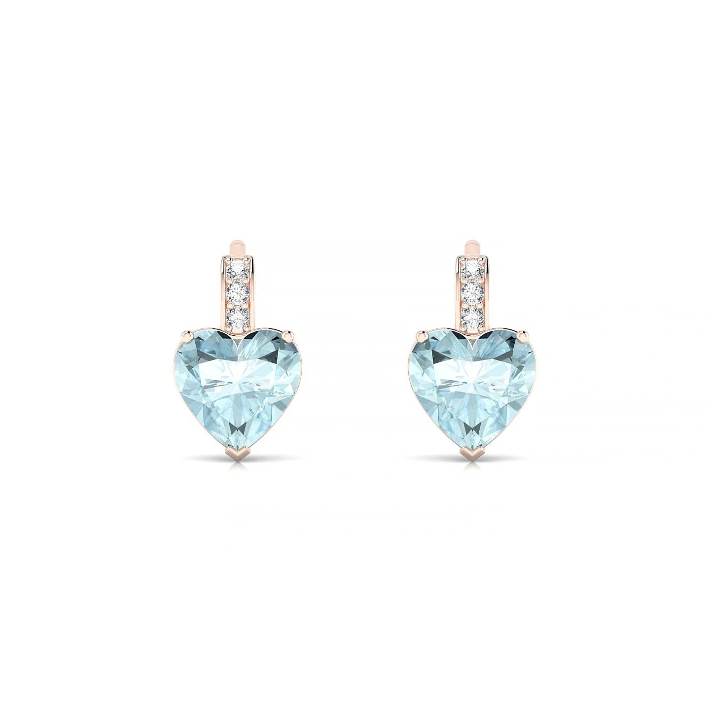 Exquisite | 18k Rose Gold 6 mm Heart Aquamarine Earrings