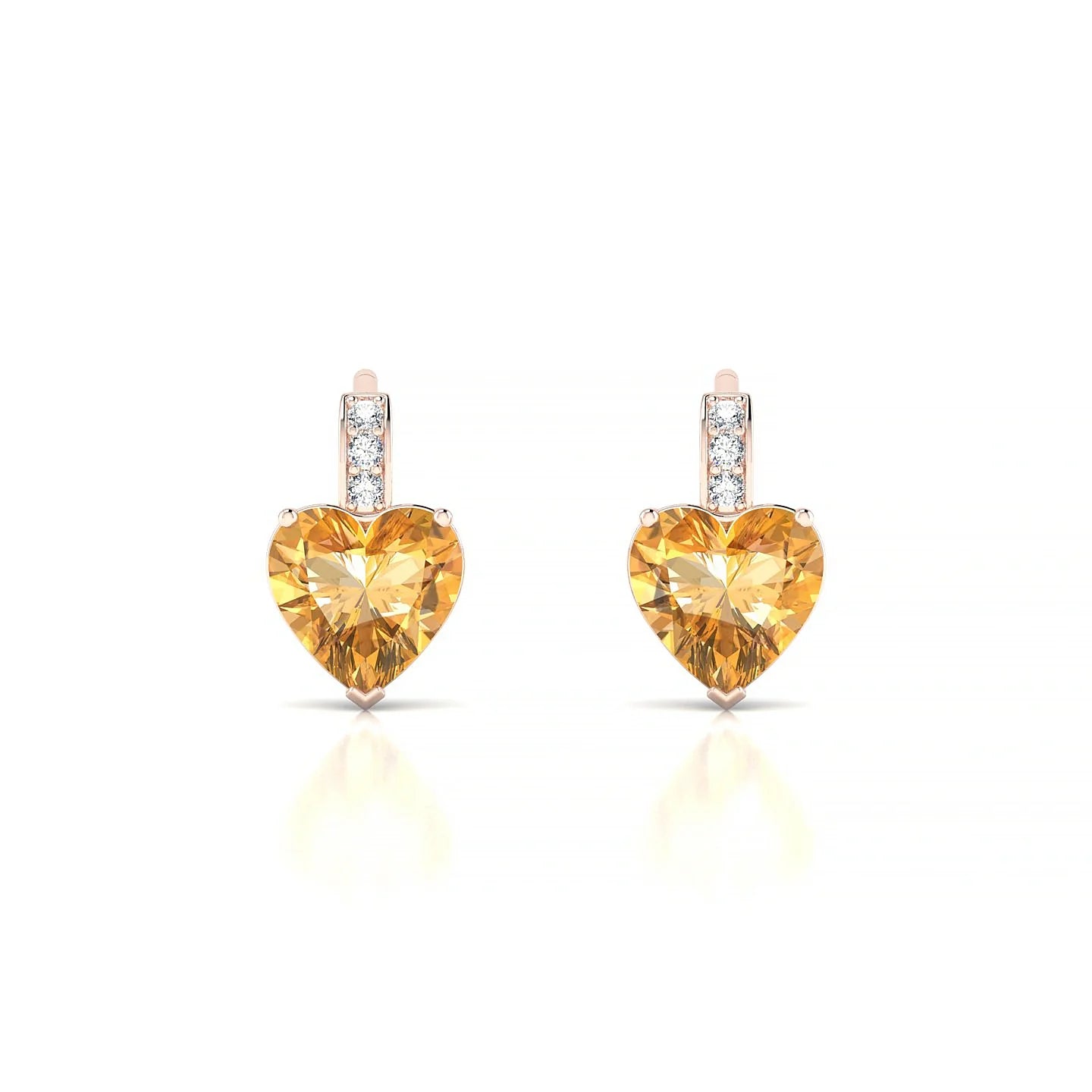 Exquisite | 18k Rose Gold 6 mm Heart Citrine Earrings