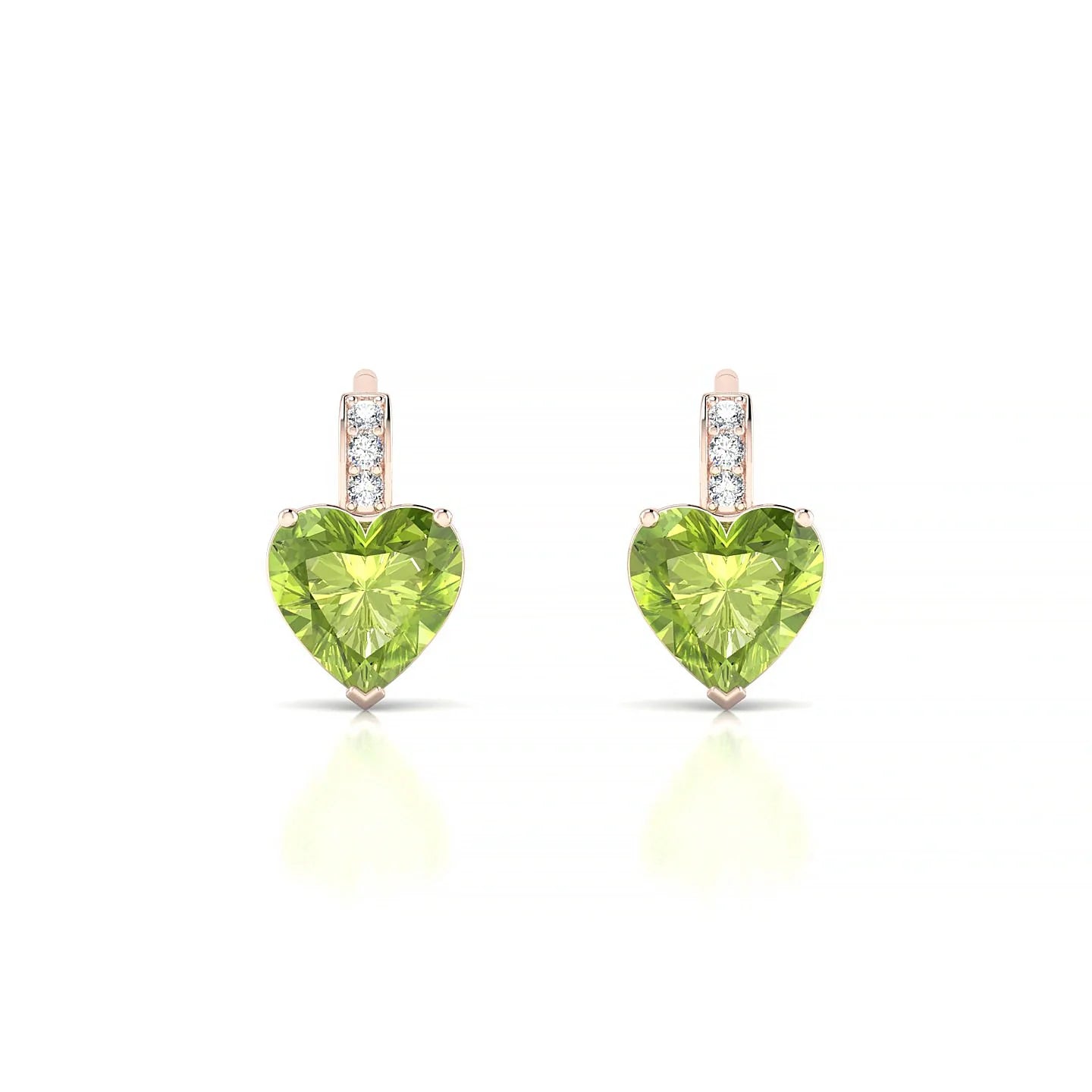 Exquisite | 18k Rose Gold 6 mm Heart Peridot Earrings