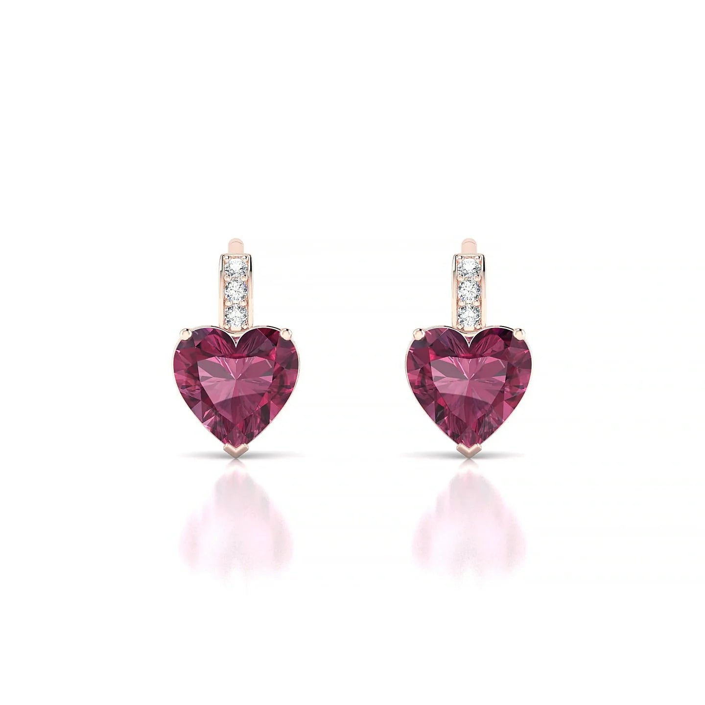 Exquisite | 18k Rose Gold 6 mm Heart Rhodolite Earrings