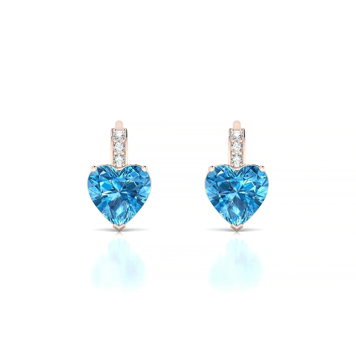 Exquisite | 18k Rose Gold 6 mm Heart Topaz Earrings