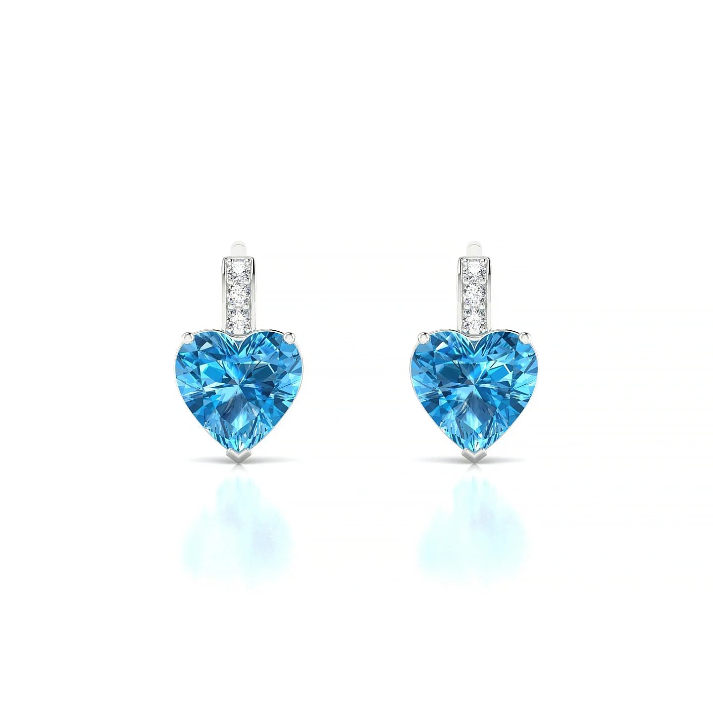Exquisite | 18k White Gold 6 mm Heart Topaz Earrings