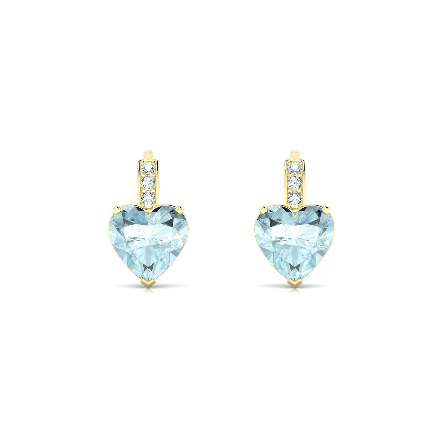 Exquisite | 18k Yellow Gold 6 mm Heart Aquamarine Earrings