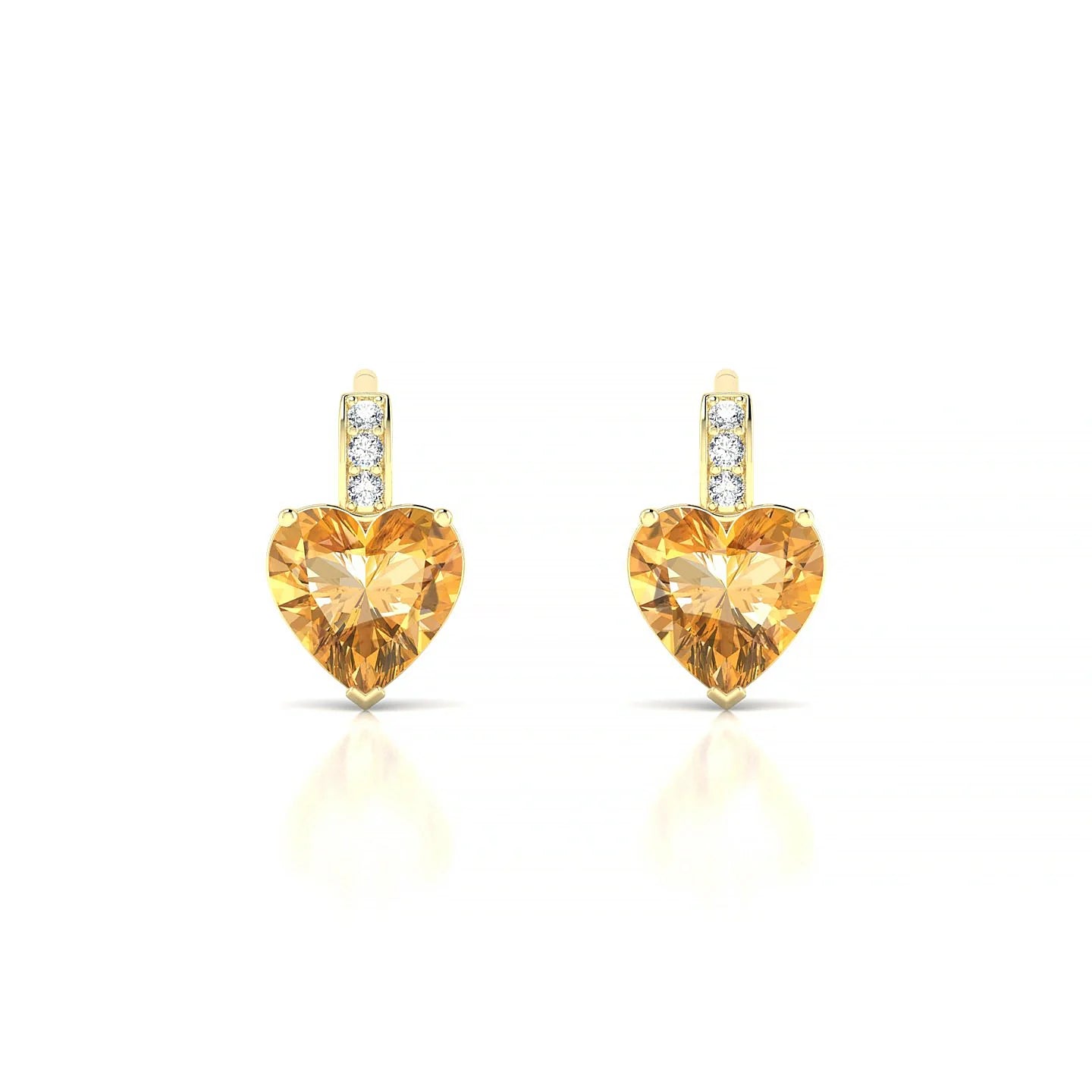 Exquisite | 18k Yellow Gold 6 mm Heart Citrine Earrings