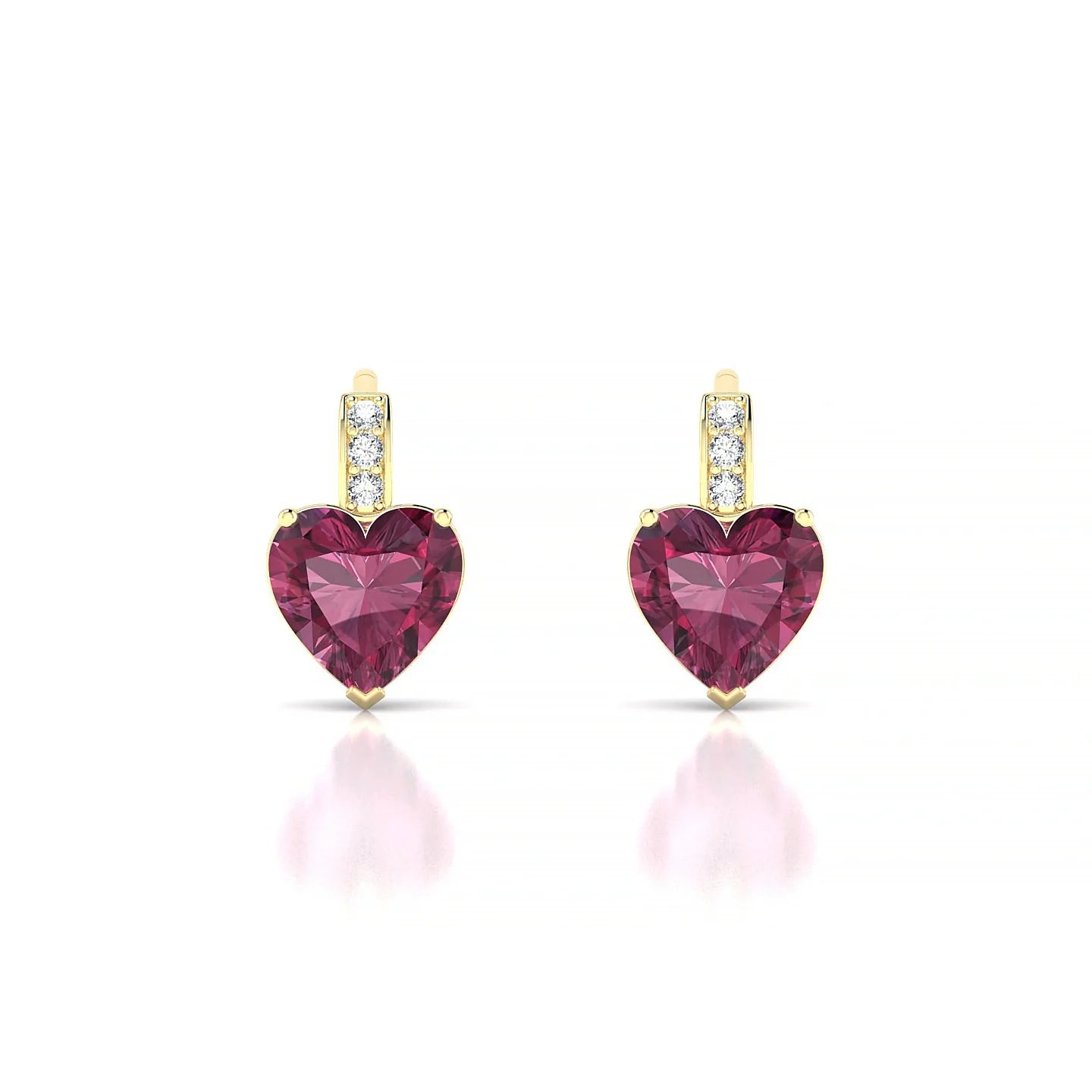 Exquisite | 18k Yellow Gold 6 mm Heart Rhodolite Earrings