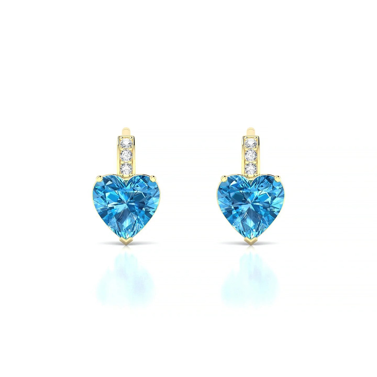 Exquisite | 18k Yellow Gold 6 mm Heart Topaz Earrings