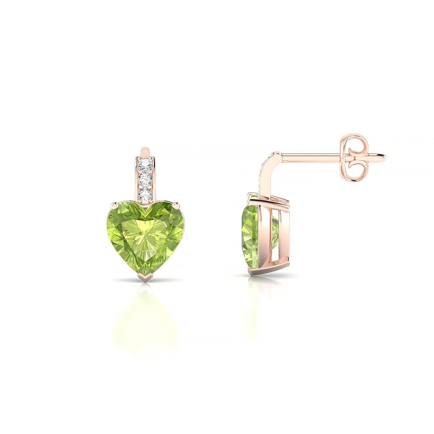 Exquisite | 18k Rose Gold 6 mm Heart Peridot Earrings