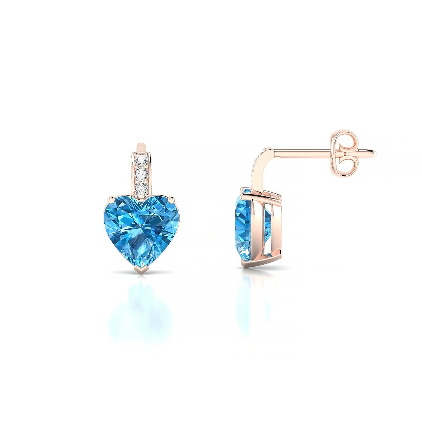 Exquisite | 18k Rose Gold 6 mm Heart Topaz Earrings