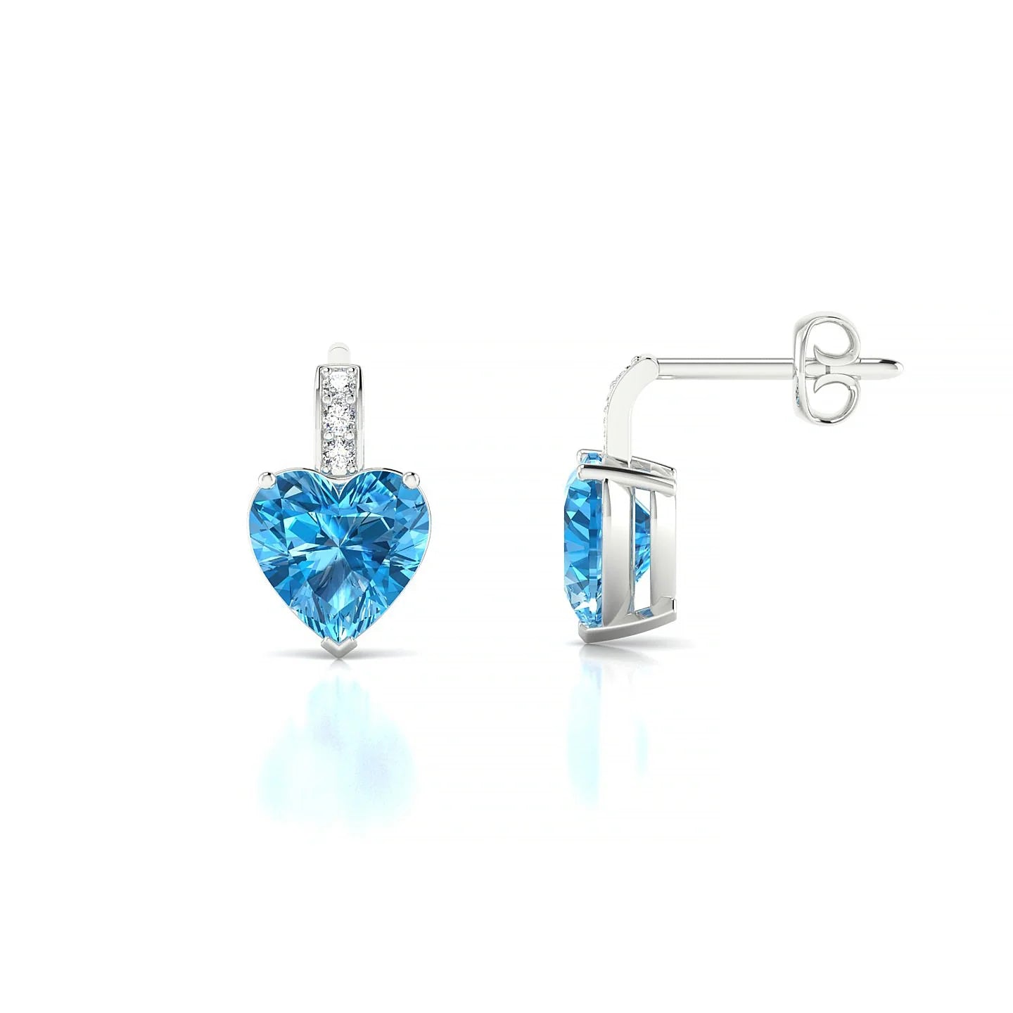 Exquisite | 18k White Gold 6 mm Heart Topaz Earrings
