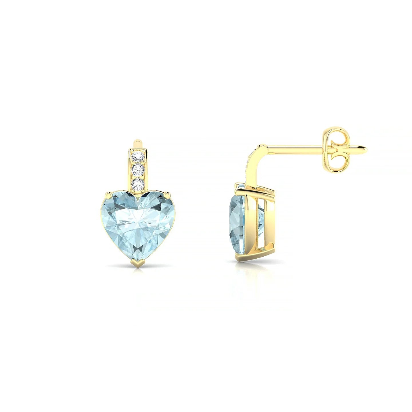 Exquisite | 18k Yellow Gold 6 mm Heart Aquamarine Earrings