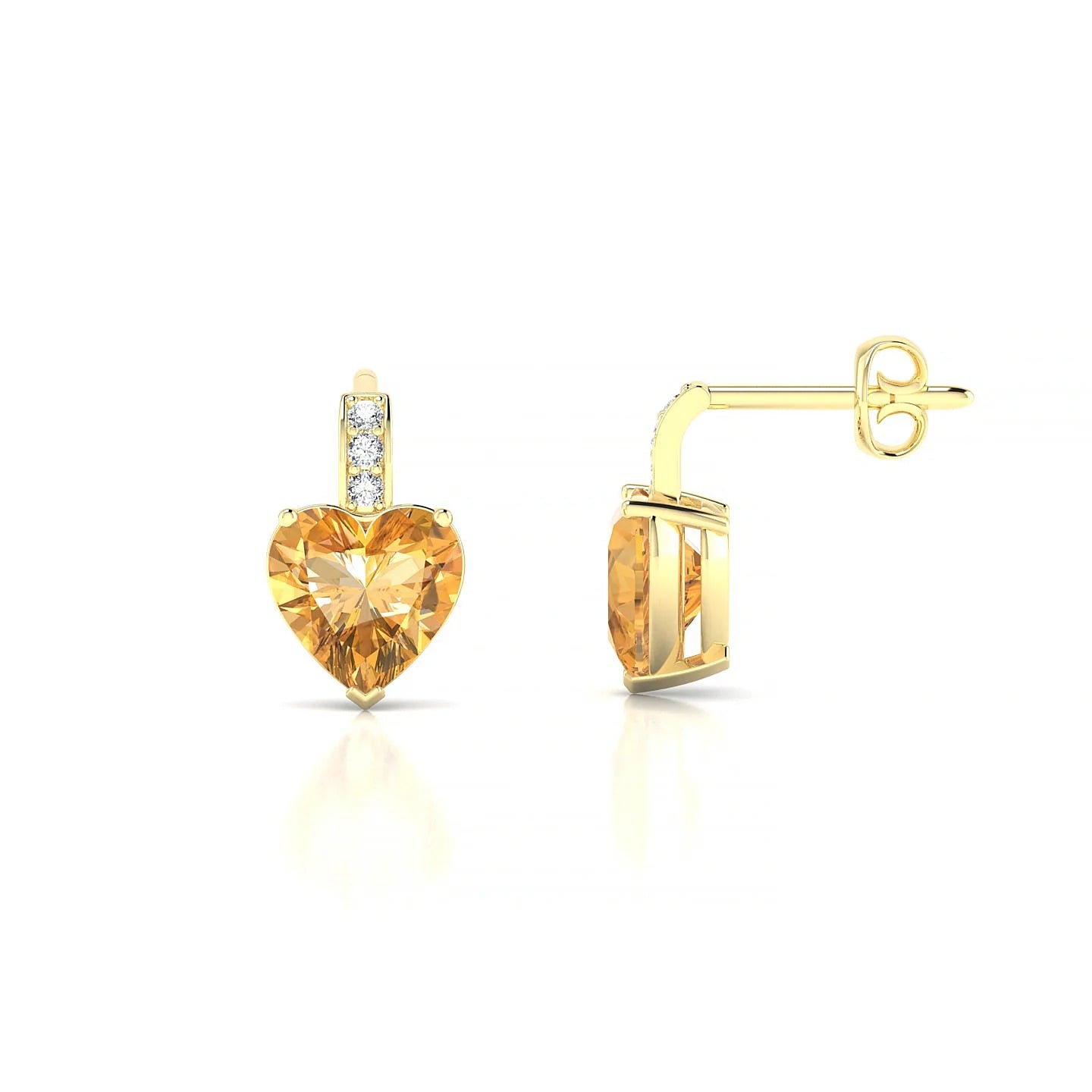 Exquisite | 18k Yellow Gold 6 mm Heart Citrine Earrings