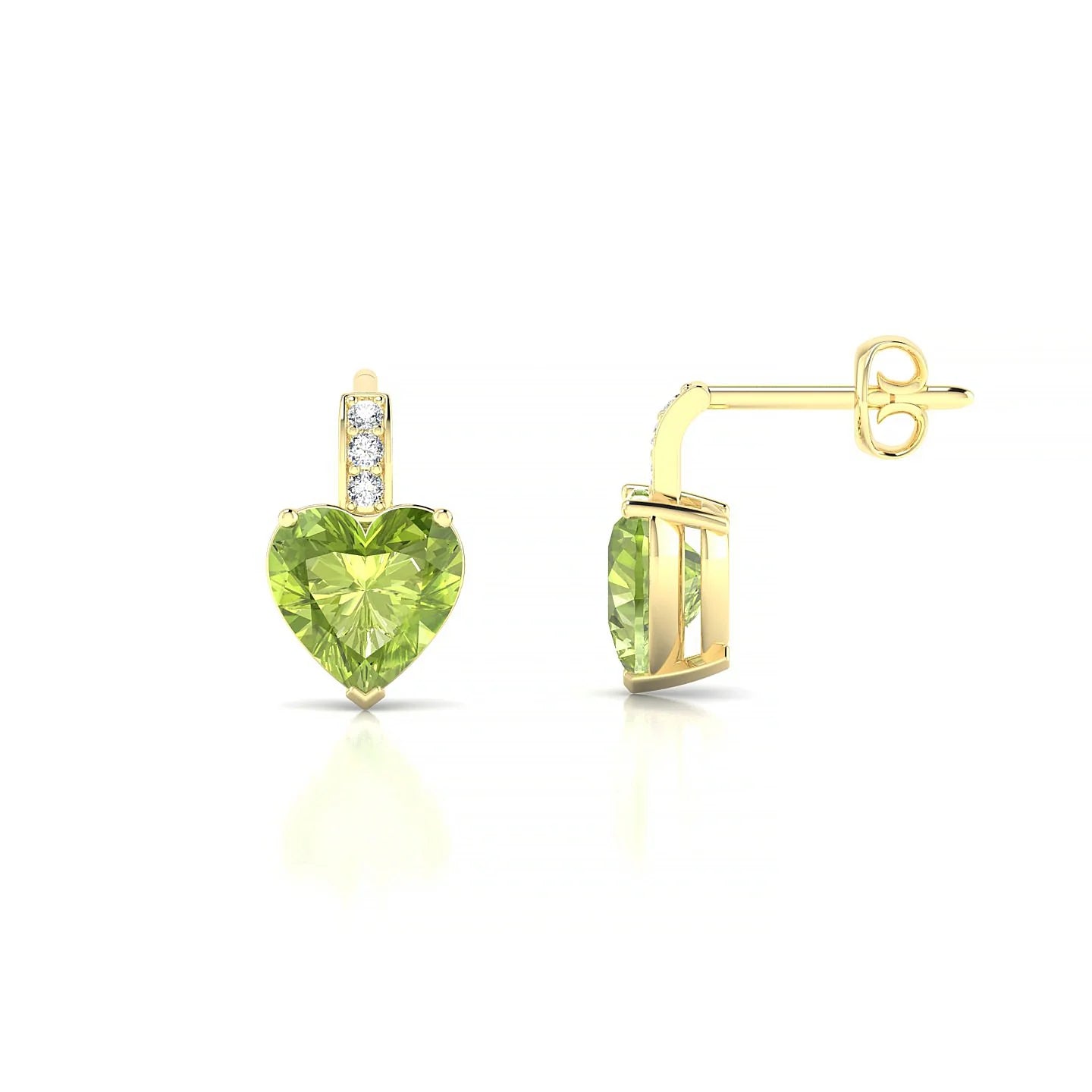 Exquisite | 18k Yellow Gold 6 mm Heart Peridot Earrings