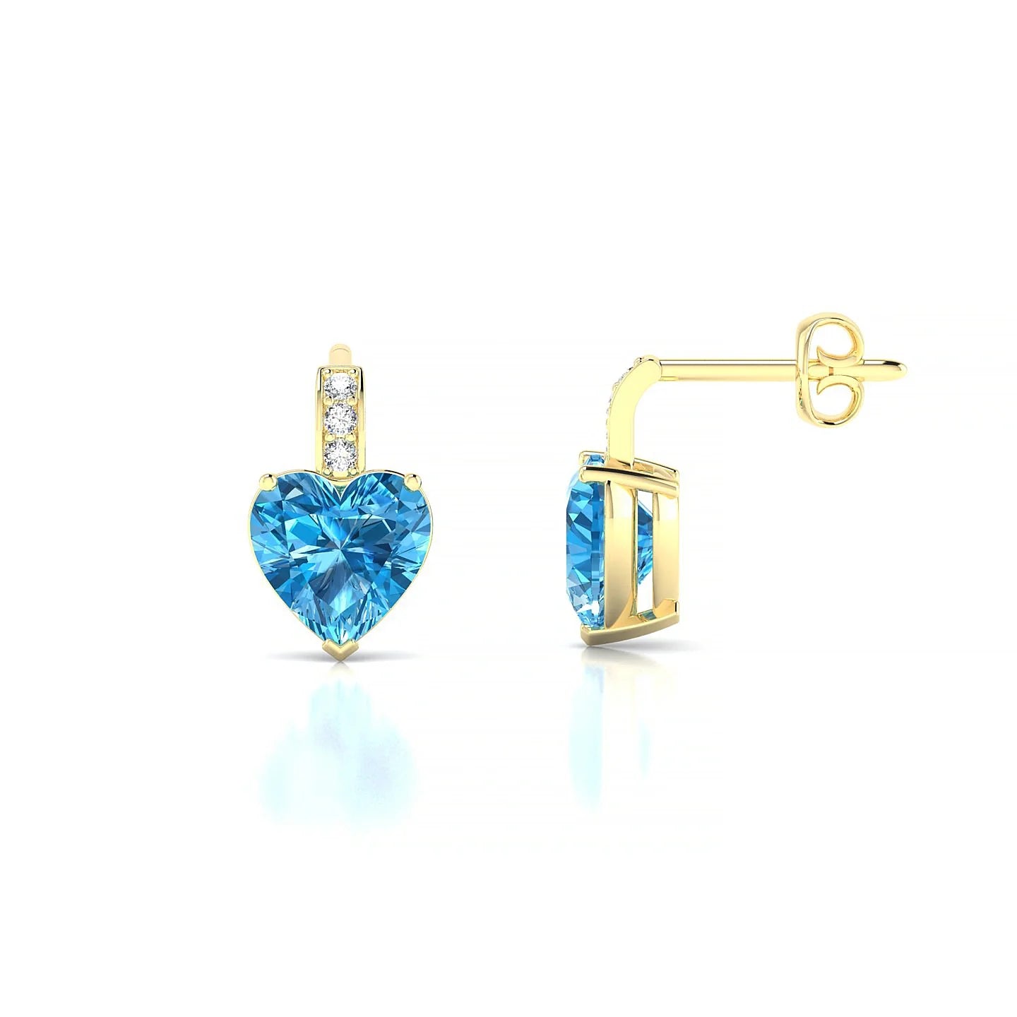 Exquisite | 18k Yellow Gold 6 mm Heart Topaz Earrings