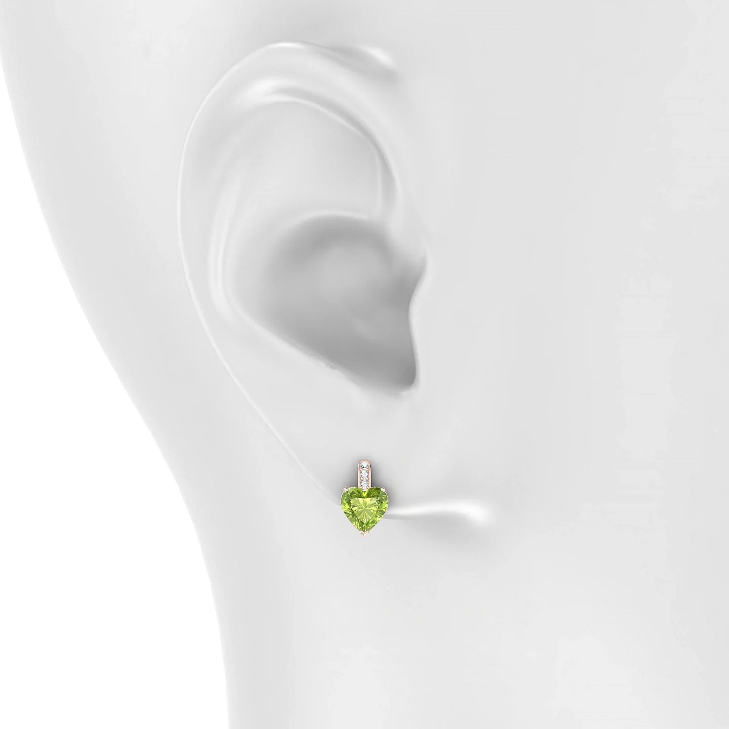 Exquisite | 18k Rose Gold 6 mm Heart Peridot Earrings