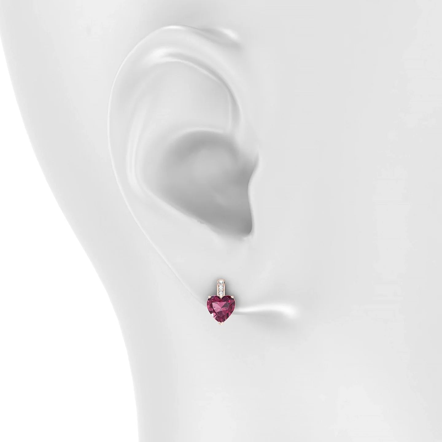 Exquisite | 18k Rose Gold 6 mm Heart Rhodolite Earrings